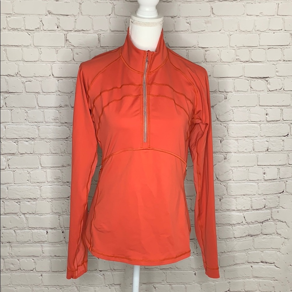lululemon athletica Orange Half-Zip Long Sleeve Top